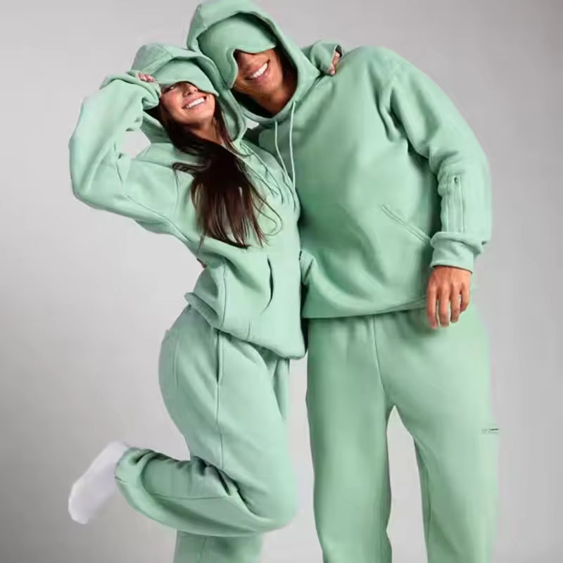 Custom couple eye mask hoodie lifestyle, Rayshee Apparel