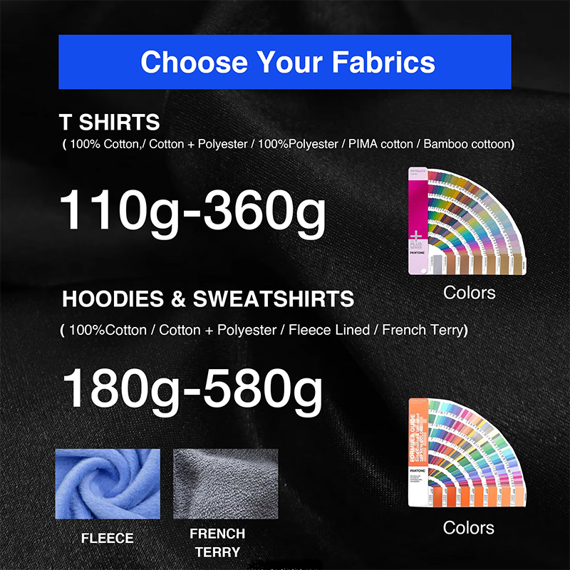 Hoodie fabric weight options 180g-580g, Rayshee Apparel