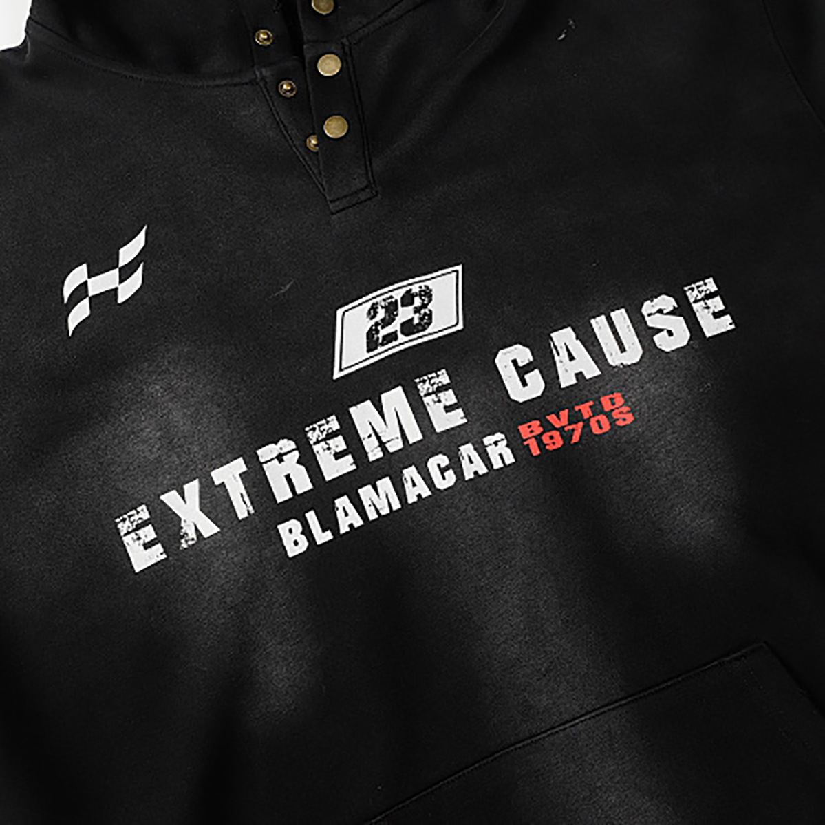 Chest Print Detail of Black Extreme Cause Tie Dye Hoodie