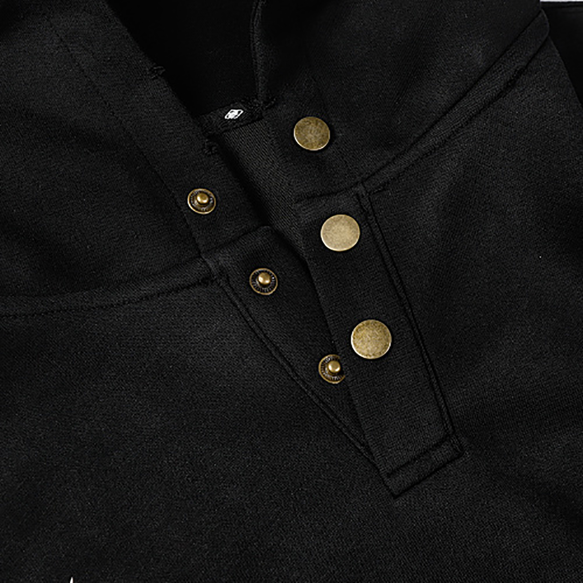 Henley Neckline Detail of Black Extreme Cause Tie Dye Hoodie