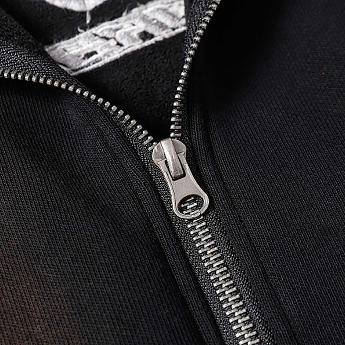 Unisex couple zip hoodie, black zipper detail, vintage patchwork