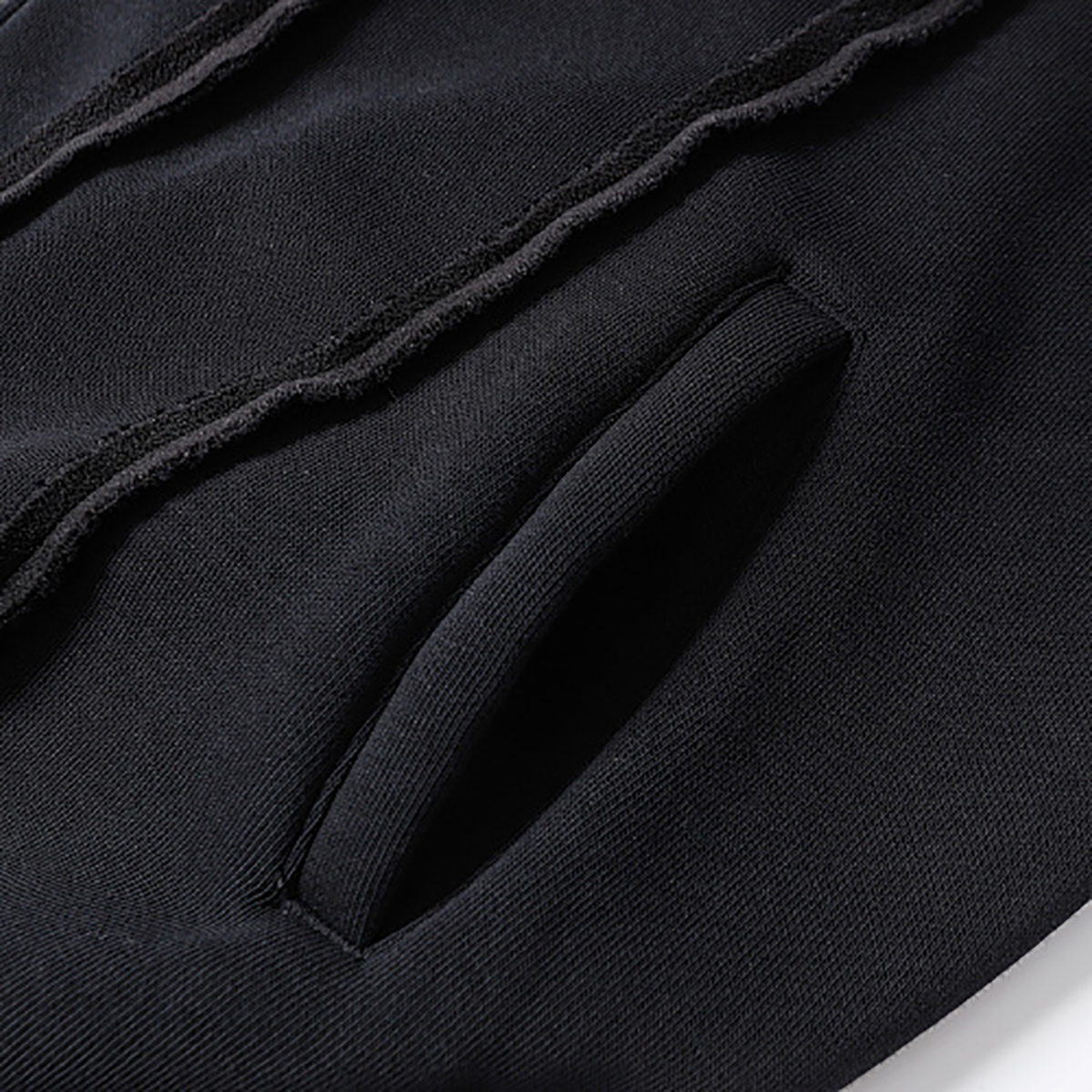 Unisex couple zip hoodie, black pocket detail, vintage patchwork
