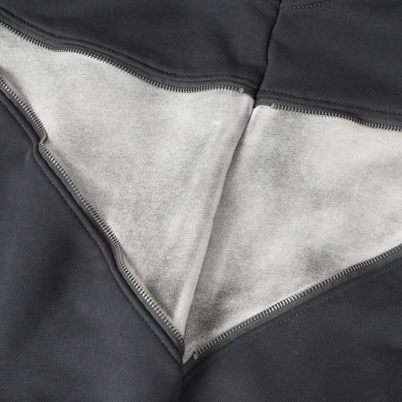 Custom Color Block Diagonal Stripe Zip-Up Hoodie Lining Detail, Fleece Lined Streetwear Hoodie Fabric Close-Up