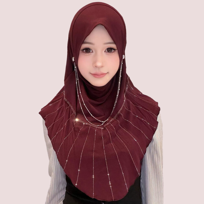 Burgundy Meteor Pendant Soft Brim Hijab