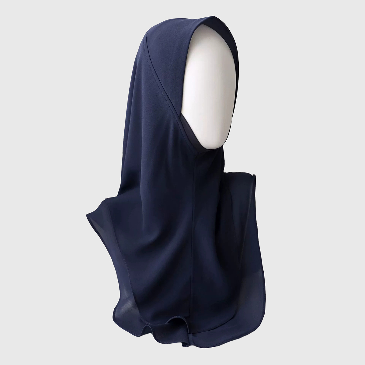 Dark Blue Chiffon Hijab, Double Layer