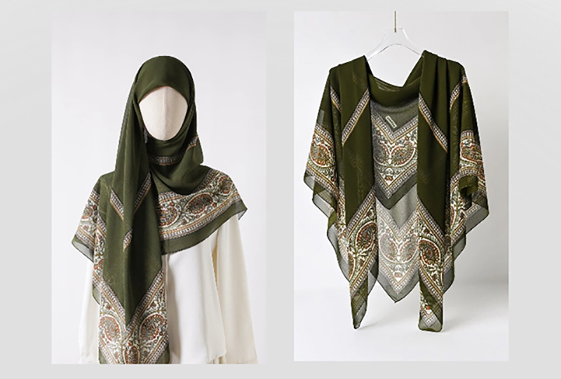 Green Chiffon Hijab Scarf, Styling Showcase
