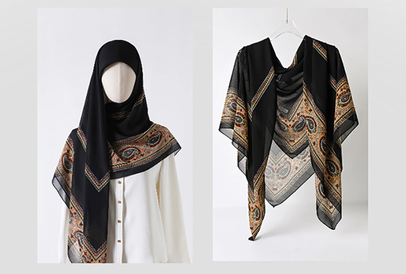 Black Chiffon Hijab Scarf, Styling Showcase