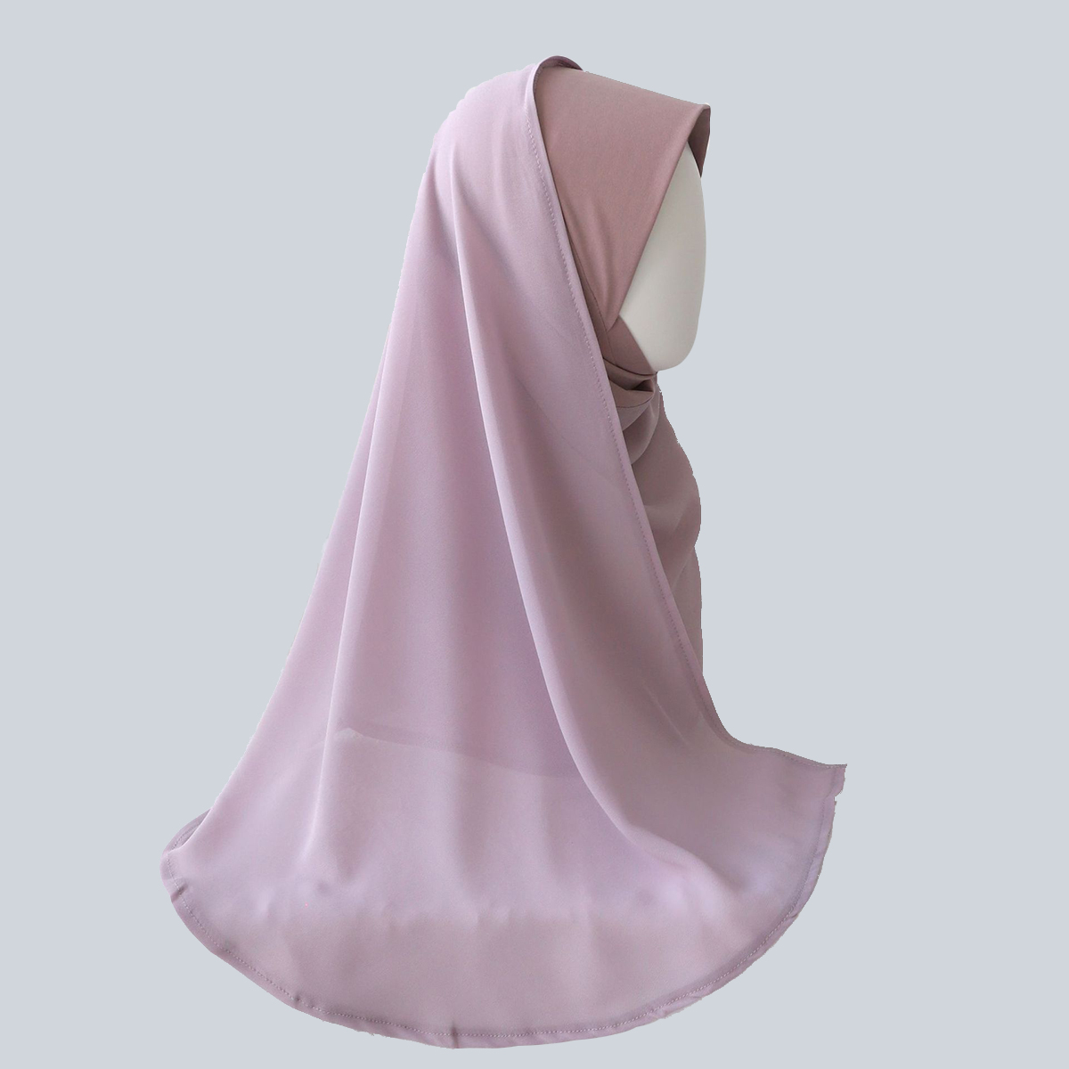 Light Purple Chiffon Instant Hijab Side View for Women