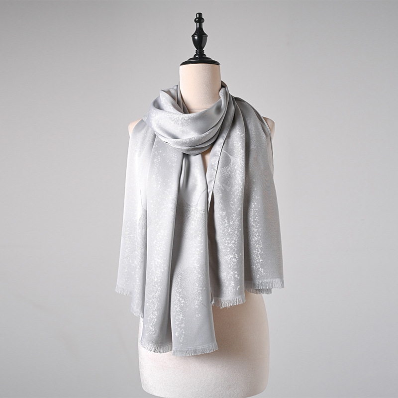 Silver Leaf Print Hijab Scarf