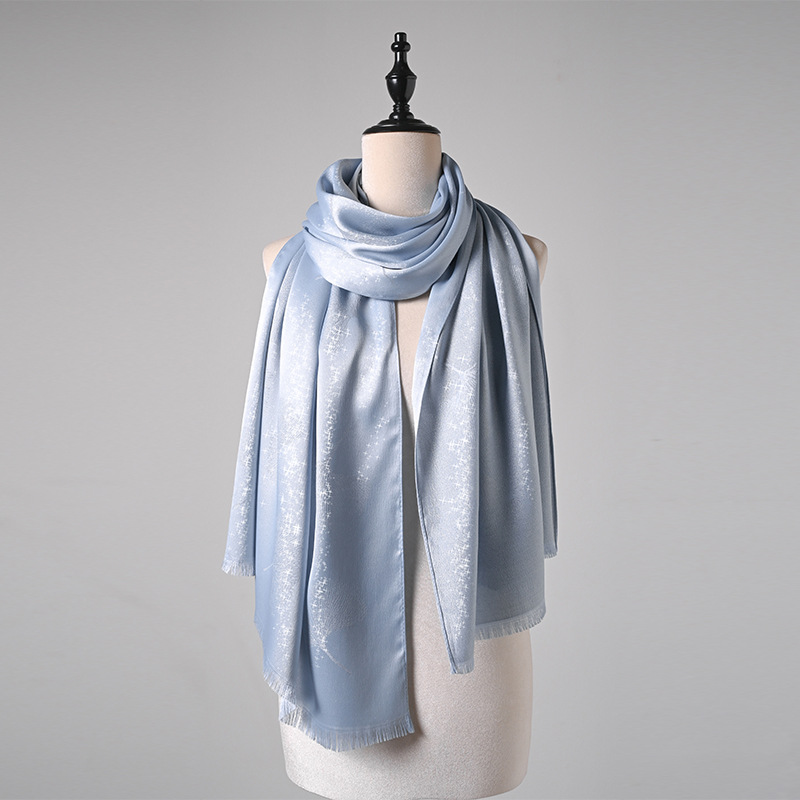 Blue Leaf Print Hijab Scarf