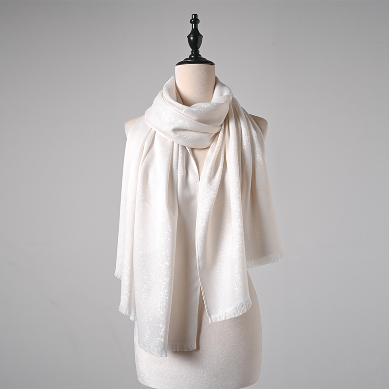White Leaf Print Hijab Scarf