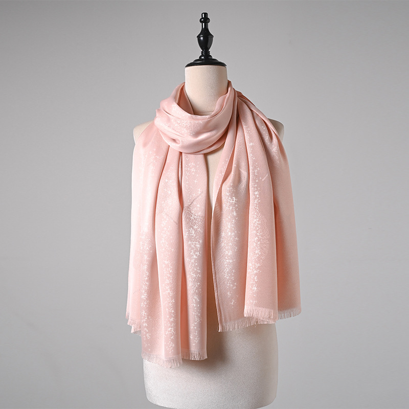 Pink Leaf Print Hijab Scarf