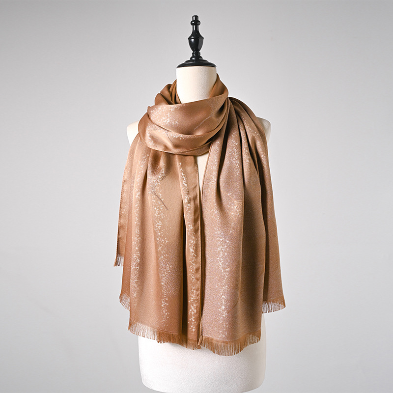Brown Leaf Print Hijab Scarf