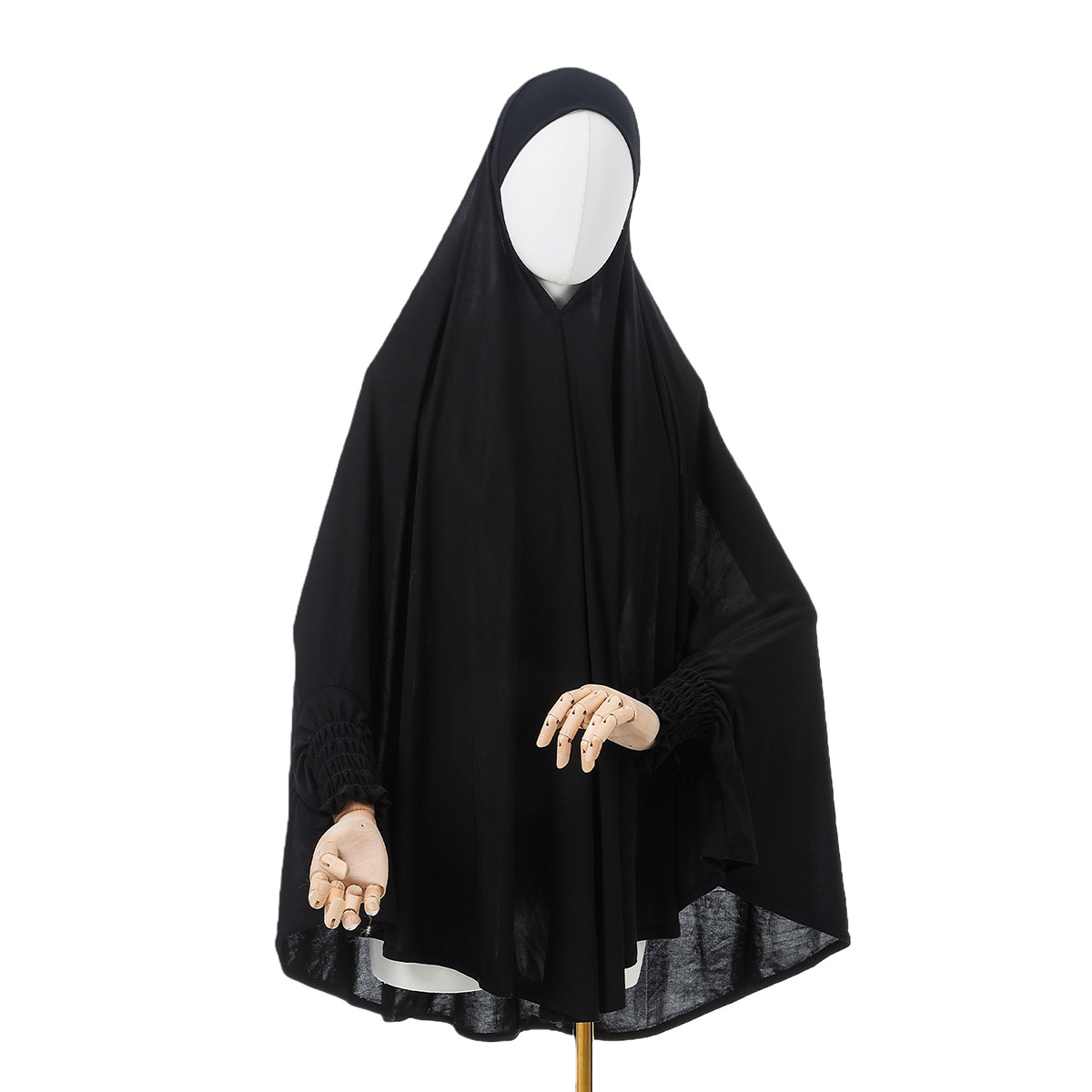Black Muslim Khimar Hijab with Sleeves