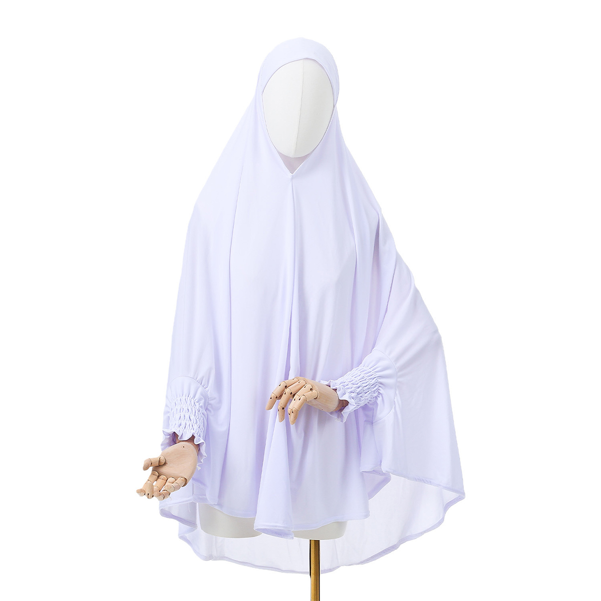 White Muslim Khimar Hijab with Sleeves