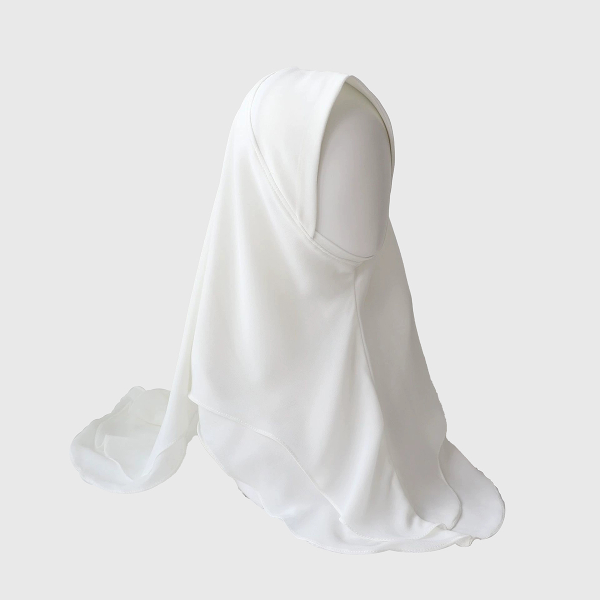 White Chiffon Hijab, Double Layer