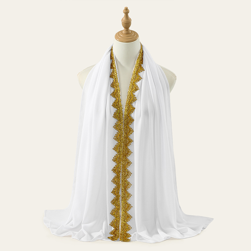 White Gold Crown Chiffon Hijab