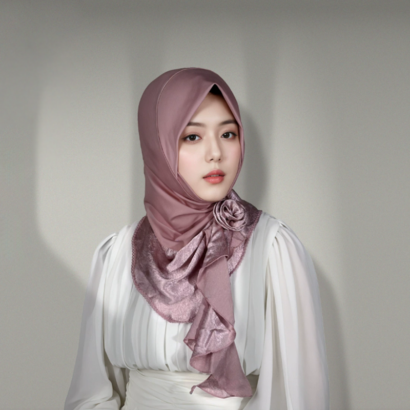 Dusty Pink Solid Color Hijab Headscarf for Women