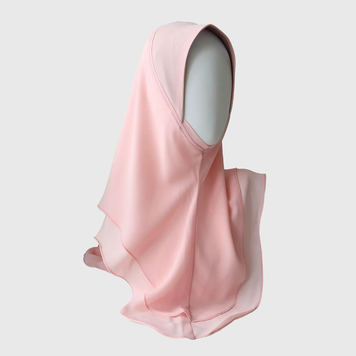 Light Pink Chiffon Hijab, Double Layer
