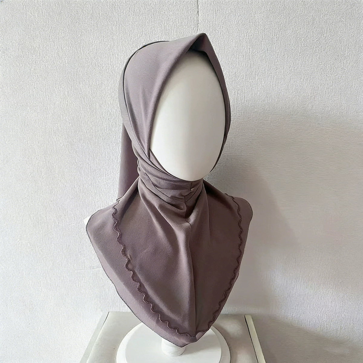 Grayish brown breathable instant hijab
