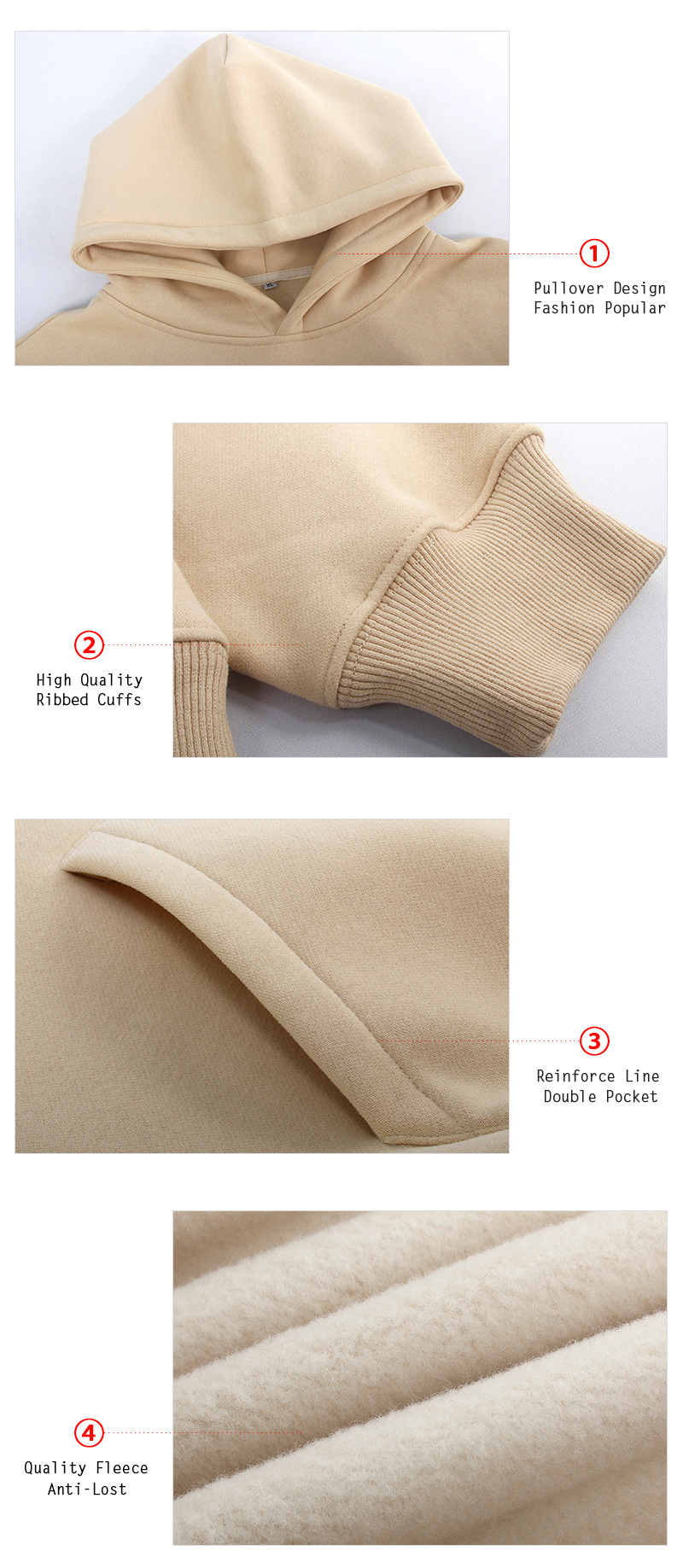Men's Apricot Hoodie Fabric & Detail Close-up