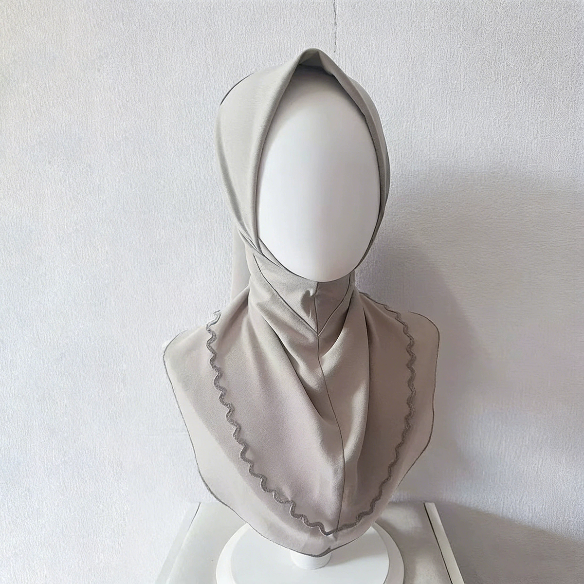 Beige gray breathable instant hijab