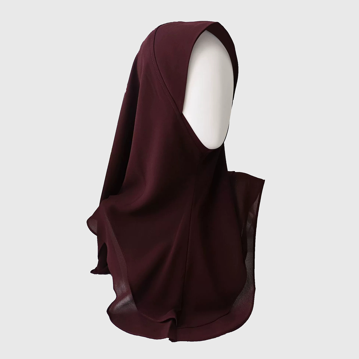 Wine Red Chiffon Hijab, Double Layer