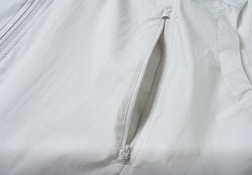 light gray hoodie zipper placket detail