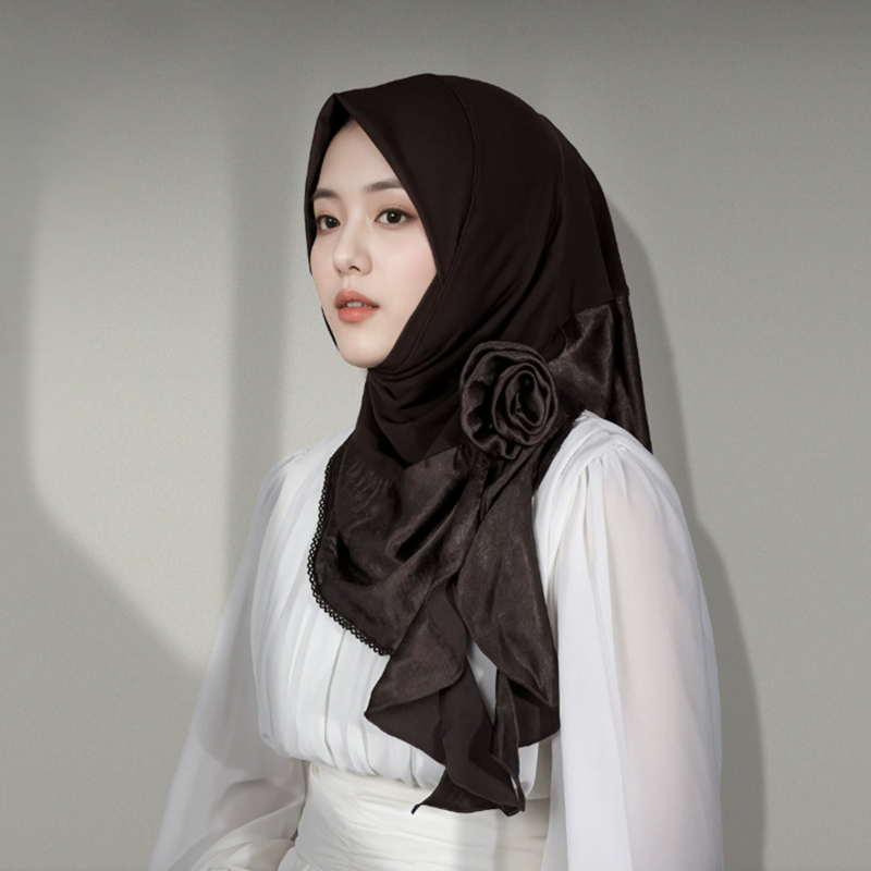 Graphite Black Solid Color Hijab Headscarf