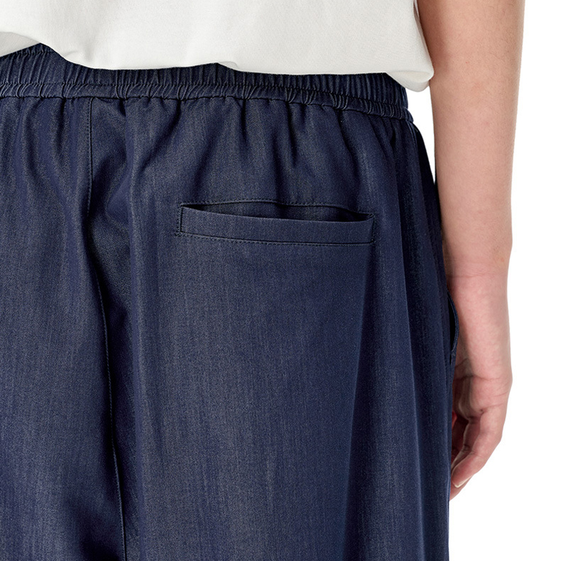Mens Ice Silk Wide Leg Pants Pocket Detail