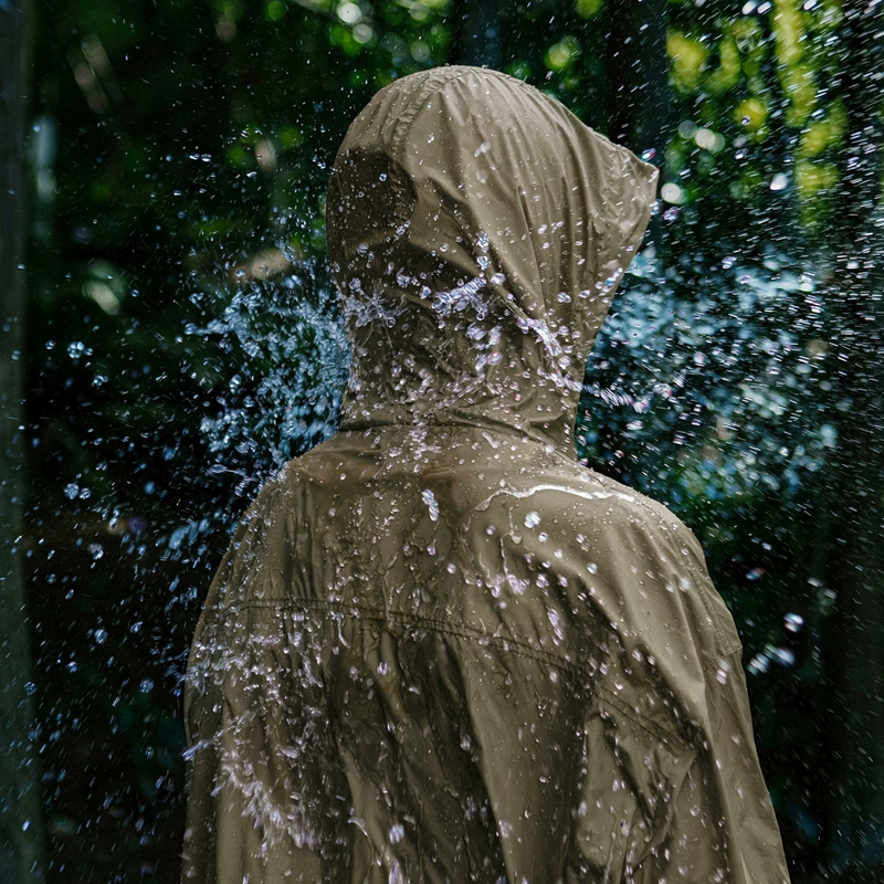 Waterproof jacket rain test