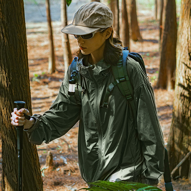 Hiking jacket in forest trail