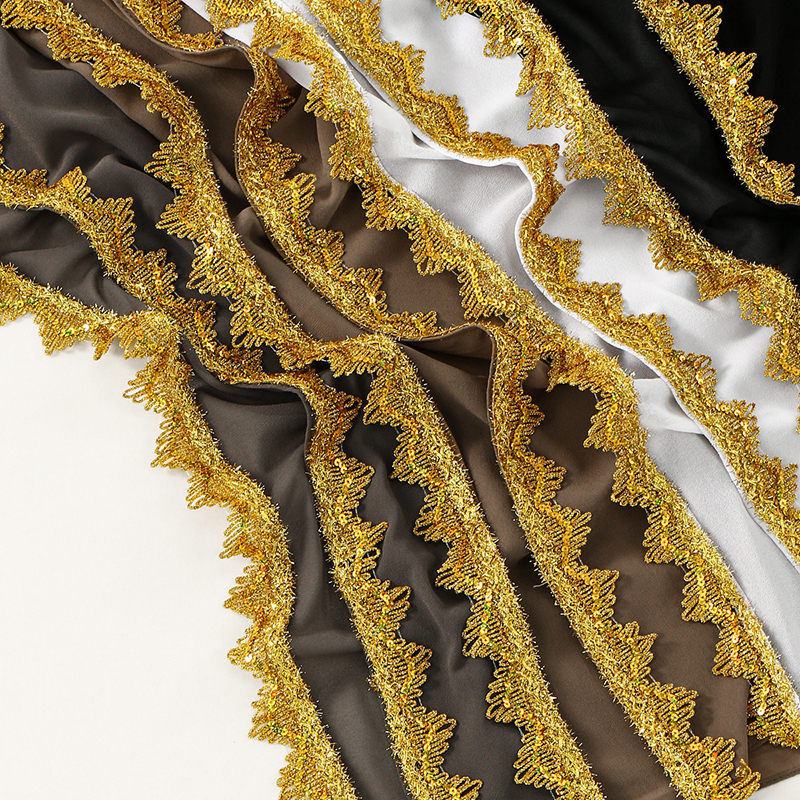 Gold Crown Edge Chiffon Hijab Fabric