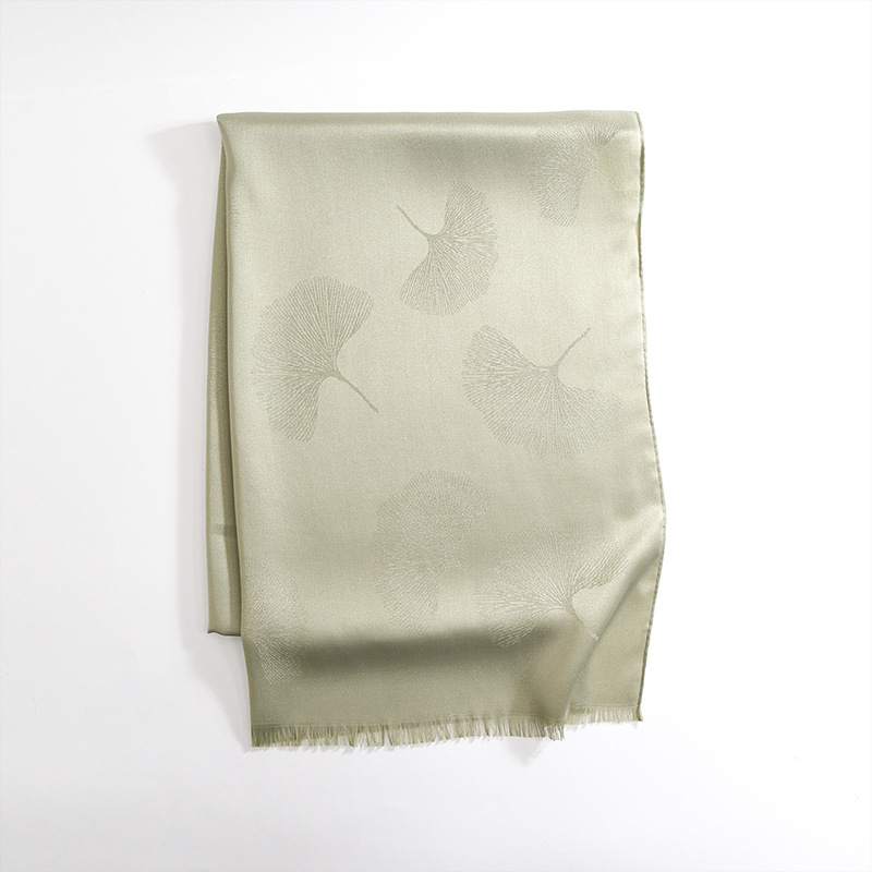 Matcha Ginkgo Leaf Print Hijab Scarf Fabric