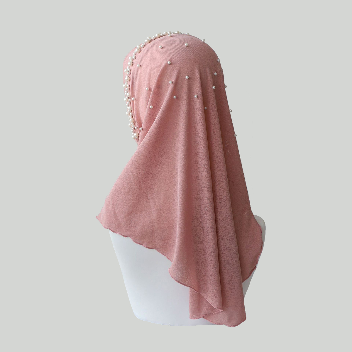 Pink Solid Color Hijab Back View
