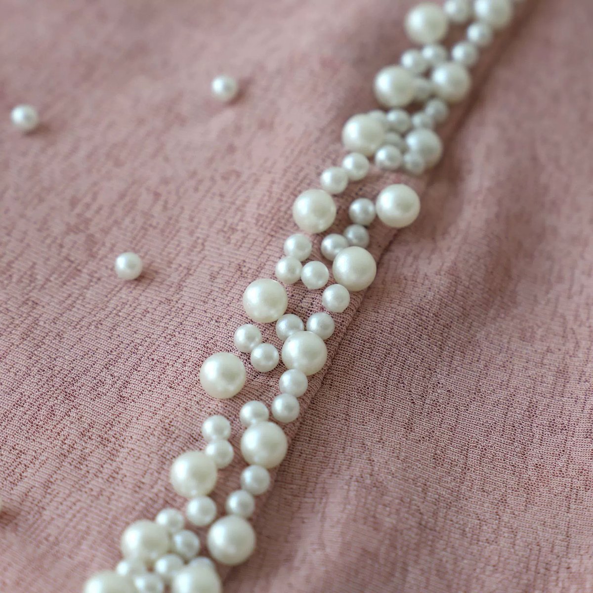 Exquisite Pearl Beaded Hijab Detail