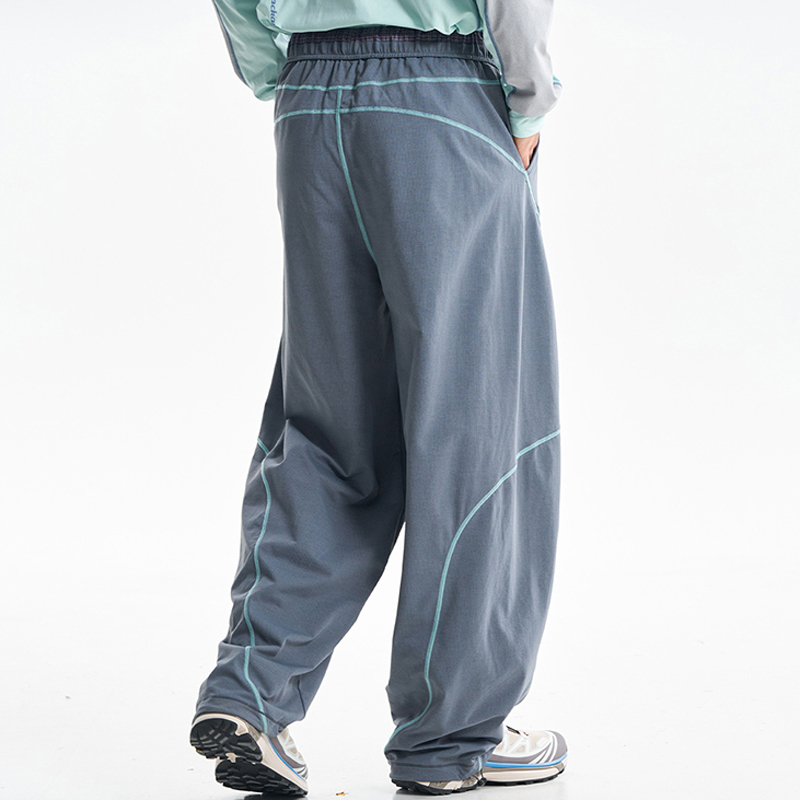 Gray wide-leg pants, side view