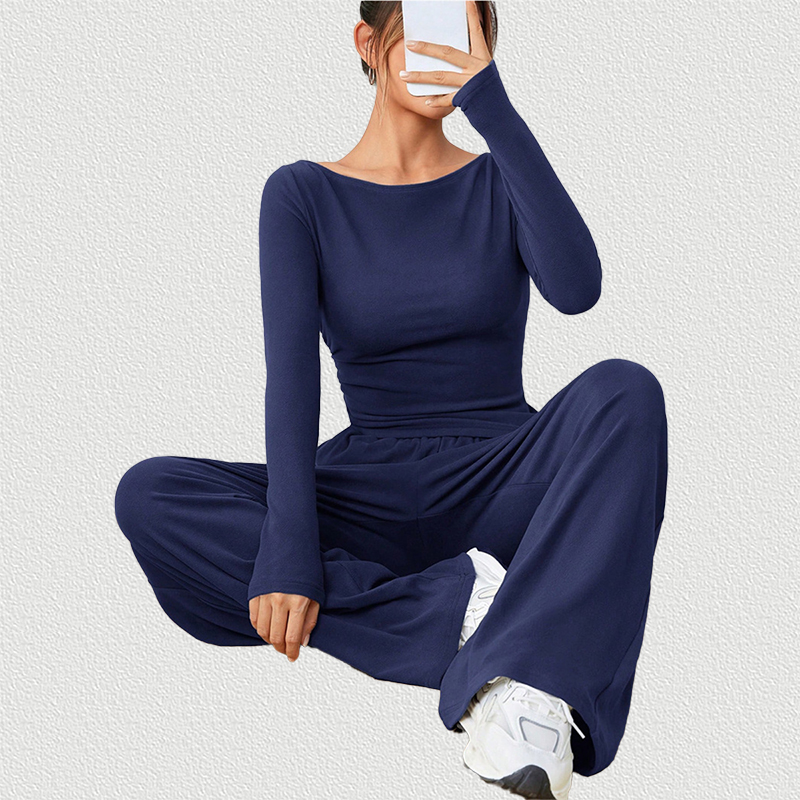 Navy Blue 2-Piece Set Sitting Pose