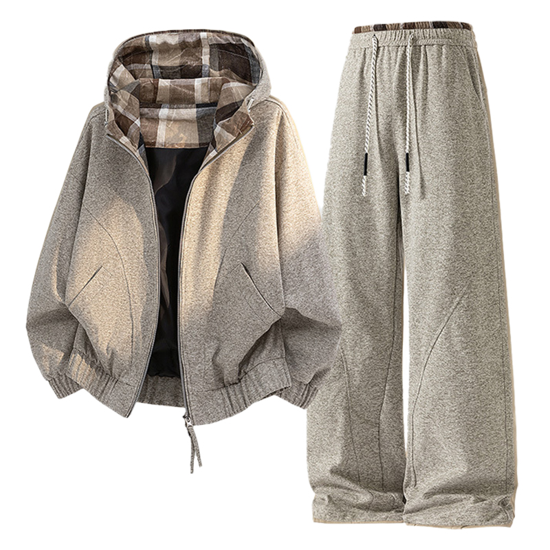 Apricot Couple Hoodie Tracksuit Set