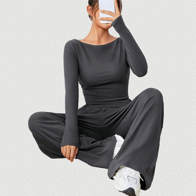 Dark Gray 2-Piece Set Sitting Pose