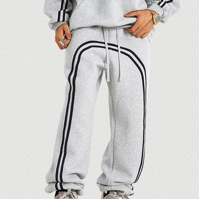 Gray Webbing Detail Sweatpants