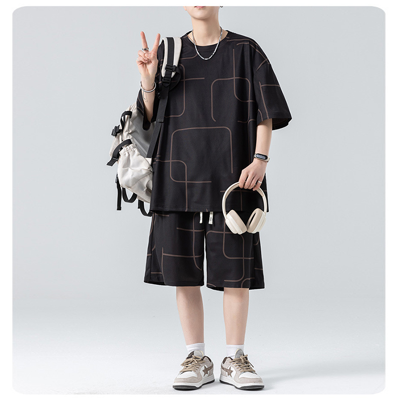 Black Ice Silk Men Printed Tracksuit Set