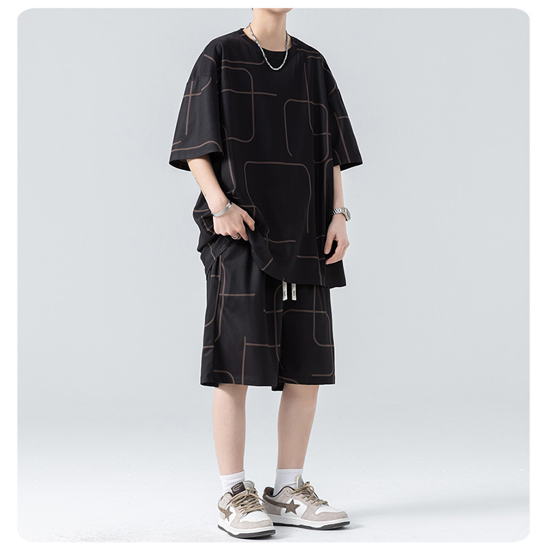 Black Ice Silk Men Printed Tracksuit Set