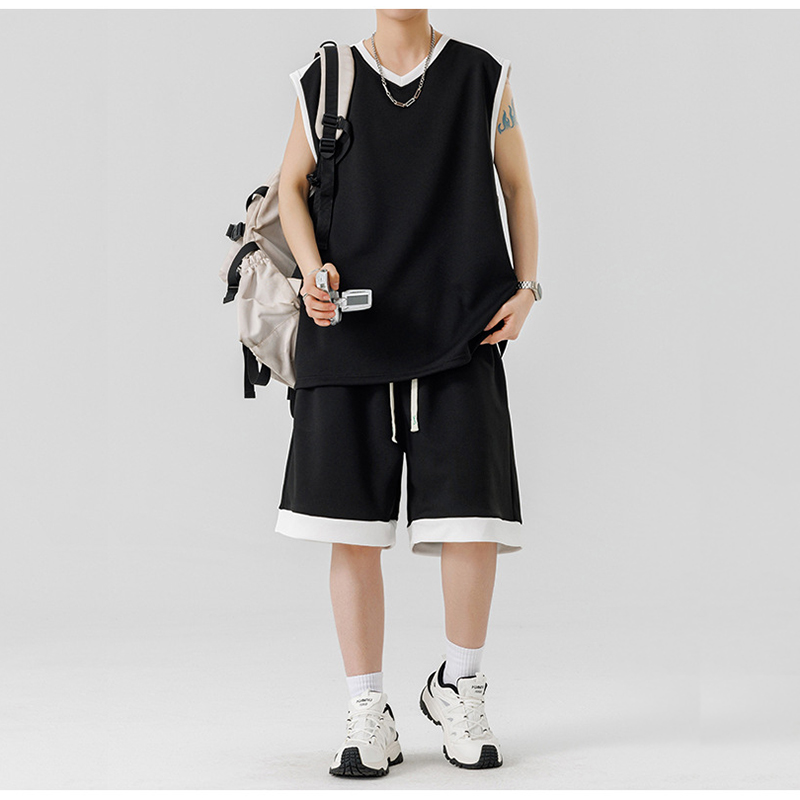 Black Ice Silk Tank Shorts Set For Teens