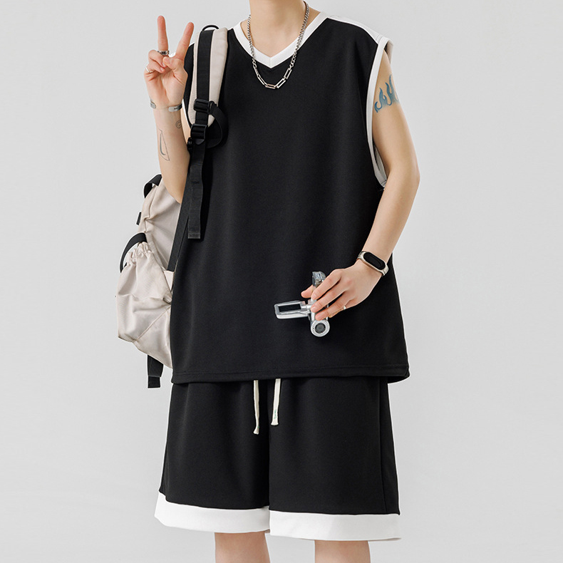 Black Ice Silk Tank Shorts Set For Teens