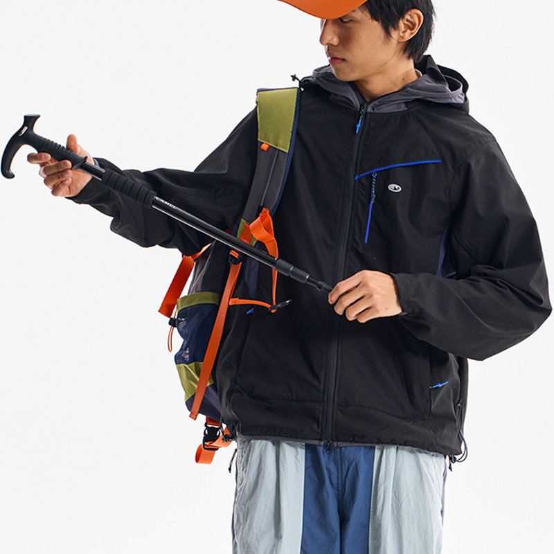 Black Men's Outdoor Windbreaker Jacket