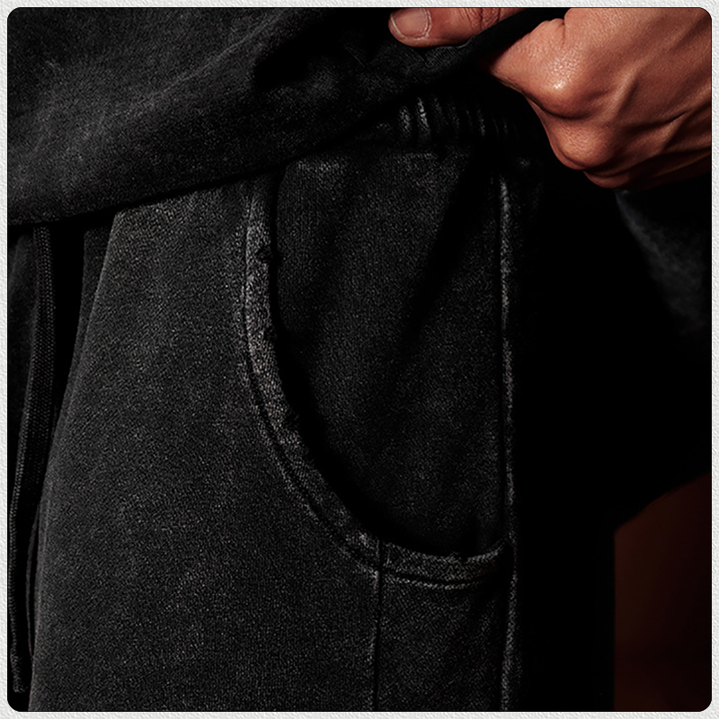 Vintage Washed Black Pants Pocket Detail, Tracksuit Bottoms