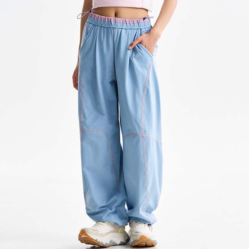 Light blue wide-leg cargo pants