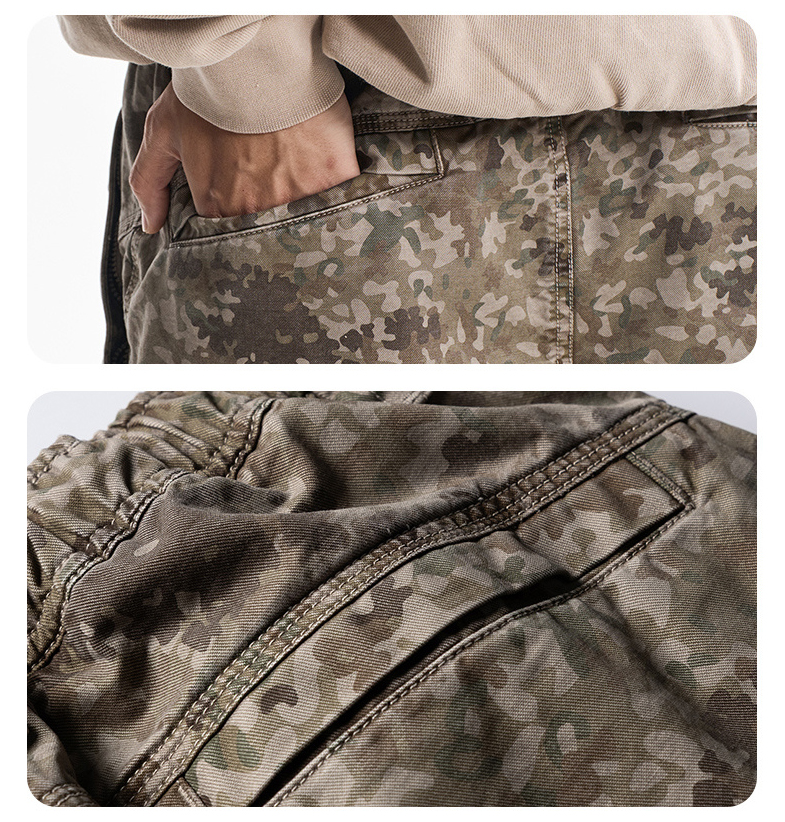 Desert Camo Cargo Pants Pocket & Stitching Details OEM ODM