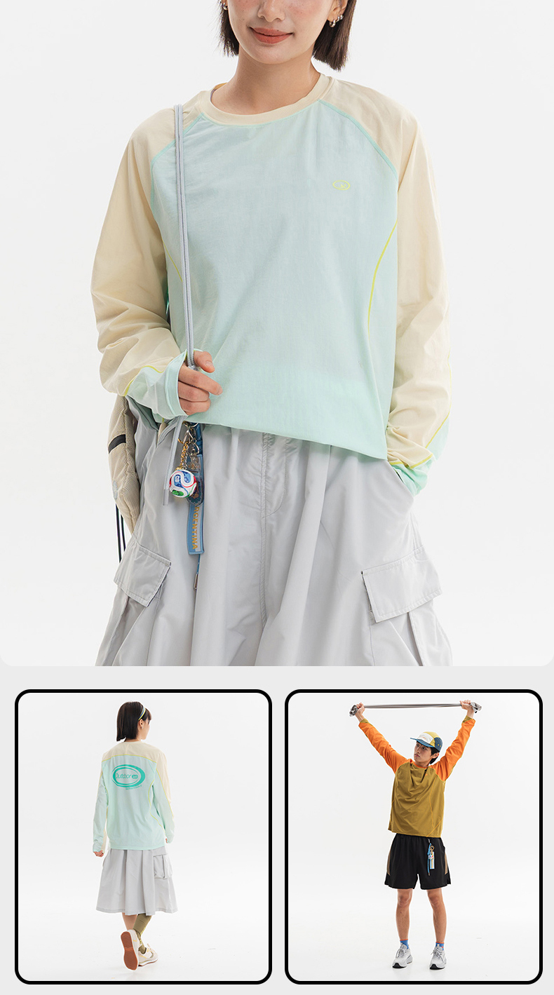 Women's raglan quick dry t-shirt, mint green and beige